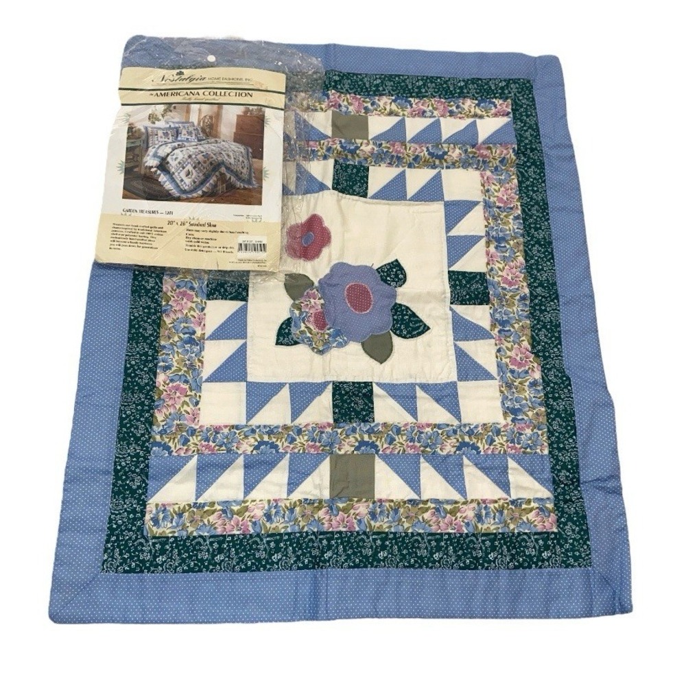 Nostalgia Home Pillow Sham Quilted Floral Patchwork Garden Treasures 20x26‎ NOS